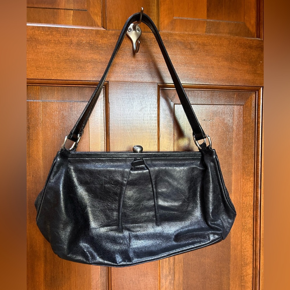HOBO Classic Black Leather Shoulder Bag
